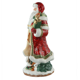 Goebel - Fitz and Floyd | Decoratief beeld Kerstman met cadeau | Aardewerk - 32cm - kerst