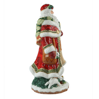 Goebel - Fitz and Floyd | Decoratief beeld Kerstman met cadeau | Aardewerk - 32cm - kerst