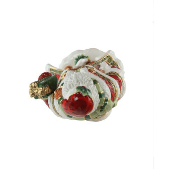 Goebel - Fitz and Floyd | Decoratief beeld Kerstman met cadeau | Aardewerk - 32cm - kerst