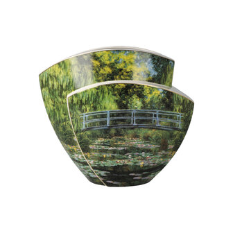 Goebel - Claude Monet | Vaas Japanse brug | Porselein - 22cm - met echt goud