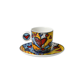 Goebel - Romero Britto | Kop en schotel Espresso A New Day| Porselein - 12cm - 100ml