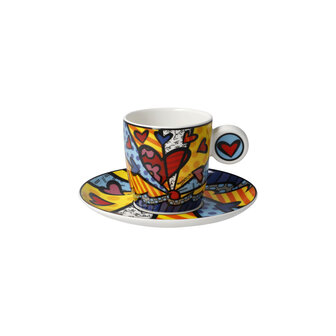 Goebel - Romero Britto | Kop en schotel Espresso A New Day| Porselein - 12cm - 100ml