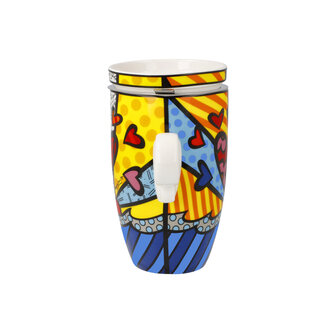 Goebel - Romero Britto | Theekop met deksel en zeef A New Day | Beker - porselein - 450ml