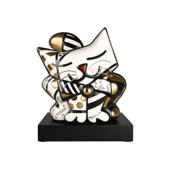 Goebel - Romero Britto | Decoratief beeld Golden Cat | Porselein - 31cm - Limited Edition