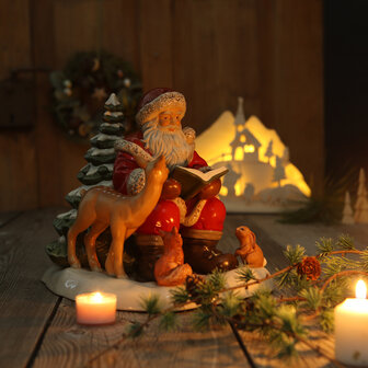 Goebel - Kerst | Decoratief beeld Kerstman - Verhaal in het bos | Aardewerk - 26cm - Limited Edition