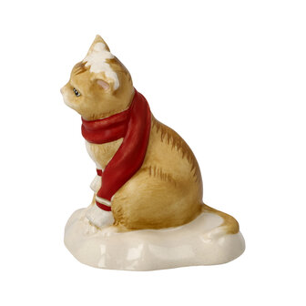 Goebel - Kerst | Decoratief beeld Kat Sneeuwbalgevecht | Aardewerk - 7cm