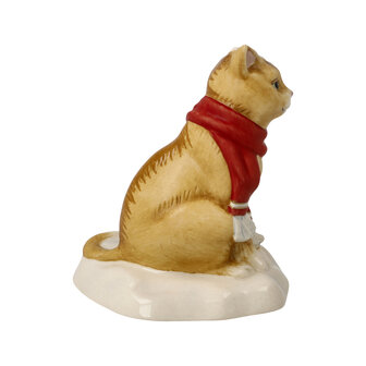 Goebel - Kerst | Decoratief beeld Kat Sneeuwbalgevecht | Aardewerk - 7cm