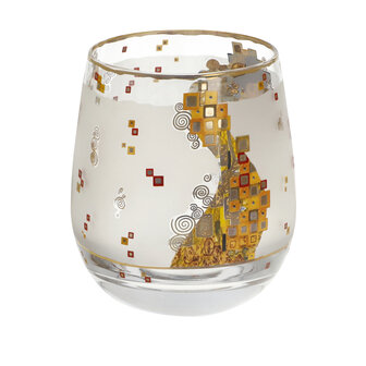 Goebel - Gustav Klimt | Windlicht / Theelicht Adele | Glas - 9cm - waxinelicht houder - met echt goud