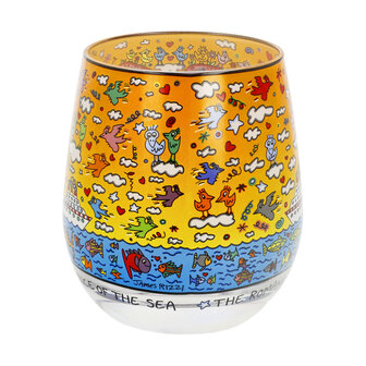 Goebel - James Rizzi | Windlicht / Theelicht Romance of the Sea | Glas - 9cm - waxinelicht houder