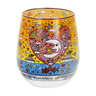 Goebel - James Rizzi | Windlicht / Theelicht Romance of the Sea | Glas - 9cm - waxinelicht houder