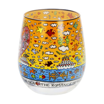 Goebel - James Rizzi | Windlicht / Theelicht Romance of the Sea | Glas - 9cm - waxinelicht houder