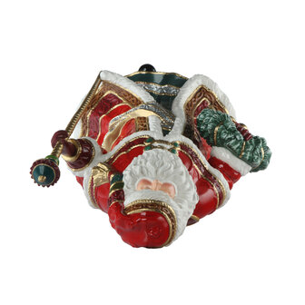 Goebel - Fitz and Floyd | Decoratief beeld Kerstman met krans en staf | Aardewerk - 33cm - kerst