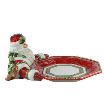 Goebel - Fitz and Floyd | Decoratieve schaal Kerstman presenteert | Aardewerk - 36cm