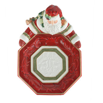 Goebel - Fitz and Floyd | Decoratieve schaal Kerstman presenteert | Aardewerk - 36cm