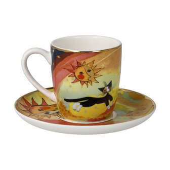 Goebel - Rosina Wachtmeister | Kop en schotel Espresso Gatti in autunno | Porselein - 10cm - 100ml