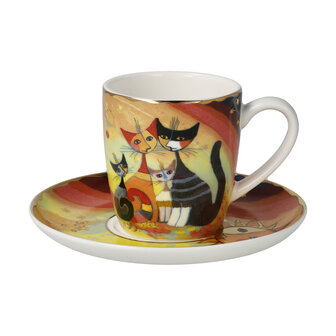 Goebel - Rosina Wachtmeister | Kop en schotel Espresso Gatti in autunno | Porselein - 10cm - 100ml