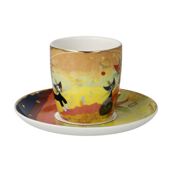 Goebel - Rosina Wachtmeister | Kop en schotel Espresso Gatti in autunno | Porselein - 10cm - 100ml