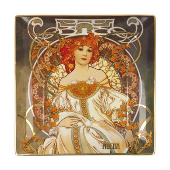 Goebel - Alphonse Mucha | Schaal Dagdromen | Porselein - 12cm - met echt goud