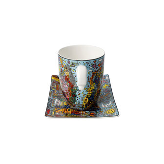 Goebel - James Rizzi | Kop en schotel Remenber those Cool Coal Days | Porselein - 19cm - 400ml