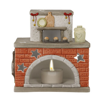 Goebel - Nina &amp; Marco | Windlicht / Theelicht Vers uit de oven | Kerst - 13cm - porselein - waxinelicht houder