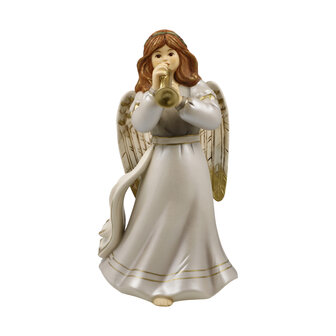 Goebel - Kerst | Decoratief beeld Engel Vrome trompettist | Aardewerk - 20cm - 2025