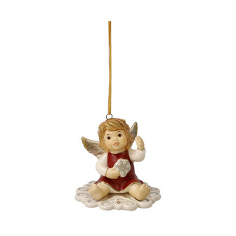 Goebel - Kerst | Kersthanger Engel Op weg naar de aarde rood | Aardewerk - 6cm - 2025