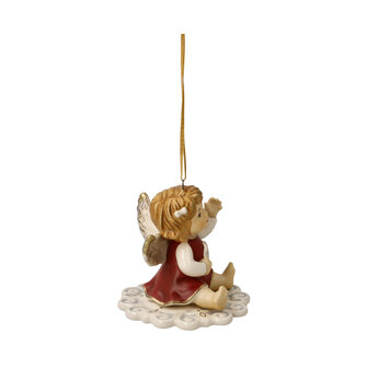 Goebel - Kerst | Kersthanger Engel Op weg naar de aarde rood | Aardewerk - 6cm - 2025