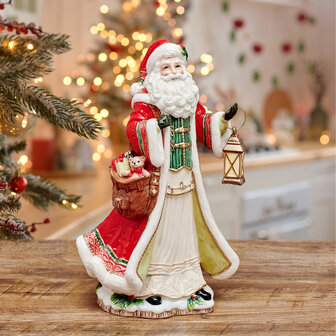 Goebel - Fitz and Floyd | Decoratief beeld Kerstman brengt geschenken | Aardewerk - 34cm - kerst