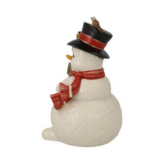 Goebel - Kerst | Decoratief beeld Sneeuwpop - Verhuizen naar winterverblijf | Aardewerk - 13cm - 2025