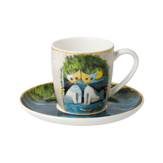 Goebel - Rosina Wachtmeister | Kop en schotel Espresso Al chiaro di luna | Porselein - 10cm - 100ml - 2 stuks
