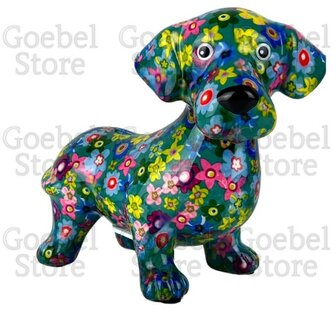 Pomme Pidou Spaarpot Hond Teckel Dennis Standaard 003 (18x9x15cm - Keramiek)