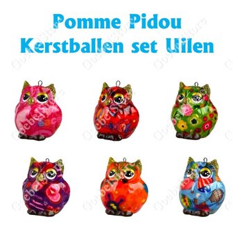 Pomme Pidou Kerstballen set Uilen (6 stuks)