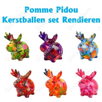 Pomme Pidou Kerstballen set Rendieren (6 stuks)