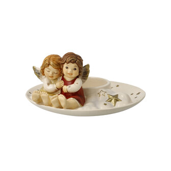 Goebel - Kerst | Decoratief beeld Engel Kaarsenhouder Avondrust | Aardewerk - 13cm - 2025