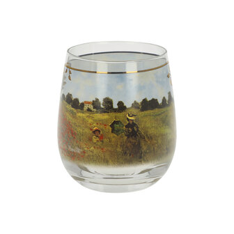 Goebel - Claude Monet | Windlicht / Theelicht Papaverveld | Glas - 10cm - waxinelicht houder - 2 stuks