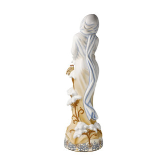 Goebel - Alphonse Mucha | Decoratief beeld Winter | Porselein - 31cm - Limited Edition - met echt goud