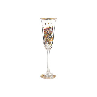 Goebel - Gustav Klimt | Champagne glas De vervulling | Glas - 24cm - met echt goud - 100ml - 2 stuks