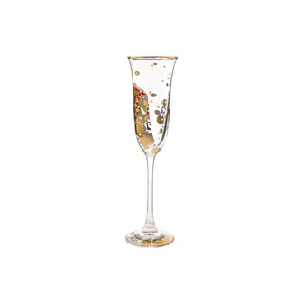 Goebel - Gustav Klimt | Champagne glas De vervulling | Glas - 24cm - met echt goud - 100ml - 2 stuks