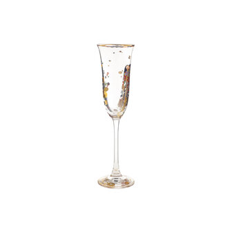 Goebel - Gustav Klimt | Champagne glas De vervulling | Glas - 24cm - met echt goud - 100ml - 2 stuks