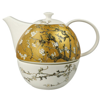 Goebel - Vincent van Gogh | Theepot met warmer Amandelboom goud | Porselein - theekan - 1,2L