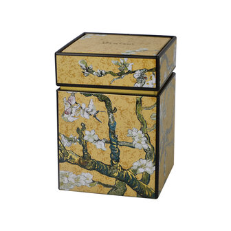 Goebel - Vincent van Gogh | Theedoos Amandelboom Goud | Metaal - 11cm - bewaardoos - 4 stuks