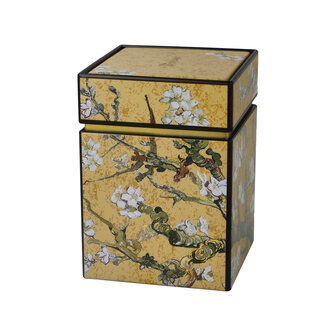 Goebel - Vincent van Gogh | Theedoos Amandelboom Goud | Metaal - 11cm - bewaardoos - 4 stuks