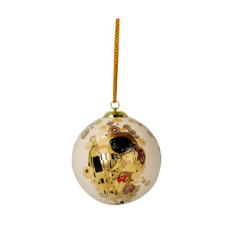 Goebel - Gustav Klimt | Kerstbal De Kus | Porselein - 8cm - met echt goud