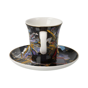 Goebel - Lana Frey | Kop en schotel Espresso Fire in the Belly | Porselein - 12cm - 100ml - 2 stuks