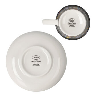 Goebel - Lana Frey | Kop en schotel Espresso Fire in the Belly | Porselein - 12cm - 100ml - 2 stuks