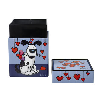 Goebel - Ed Heck | Theedoos Love Dog | Metaal - 11cm - bewaardoos - 4 stuks