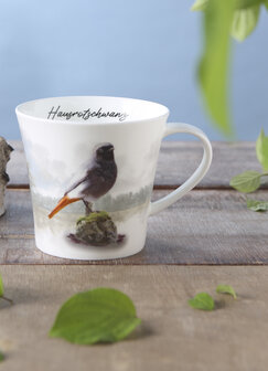 Goebel - Vogels | Koffie / Thee Mok Vogel van het jaar 2025 Roodstaart | Beker - porselein - 350ml - 2 stuks