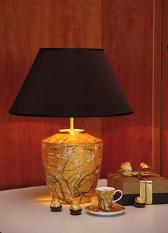 Goebel - Vincent van Gogh | Kop en schotel Espresso Amandelboom goud | Porselein - 12cm - 100ml - met echt goud - 2 stuks