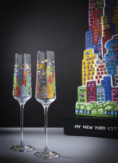 Goebel - Jamez Rizzi | Champagne glas My NYC Night | Glas - 26cm - 200ml - 2 stuks