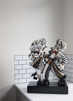 Goebel - Romero Britto | Decoratief beeld Golden Swing | Porselein - 47cm - Limited Edition - met echt goud